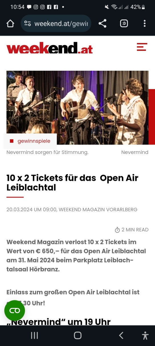 weekend.at - 10 x 2 Tickets für das Open Air Leiblachtal