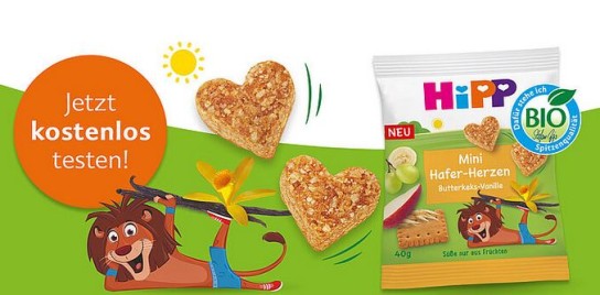 HiPP: 250 Testfamilien für HiPP Mini Hafer-Herzen Butterkeks-Vanille gesucht