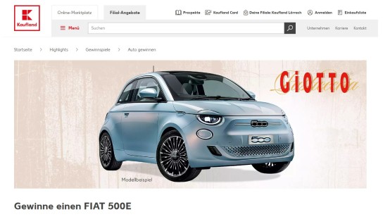 Kaufland - ein Fiat 500E zu gewinnen