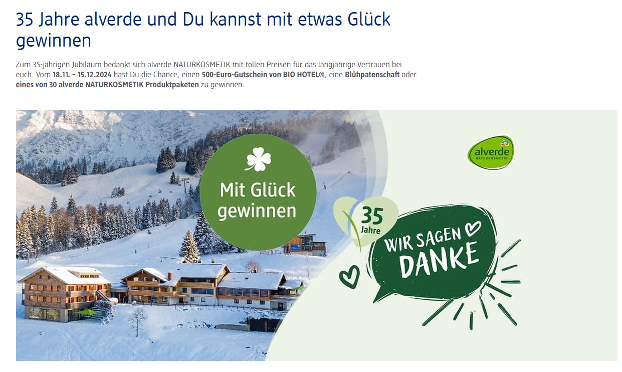 dm-drogerie markt - 500 Euro Gutschein von Bio Hotel, eine Blühpatenschaft oder eines von 30 alverde Produktpakte