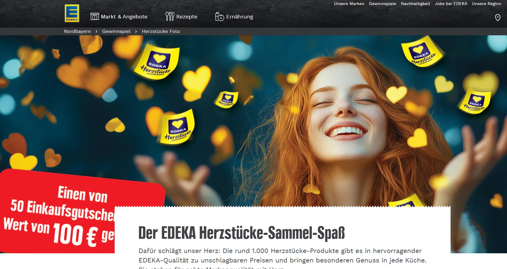 Edeka - 50x 100 Euro Edeka Einkaufsgutschein gewinnen (Produktkauf)