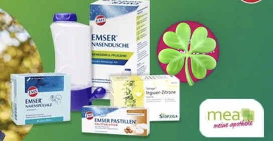 meineapotheke.de - 1 von 15 Gewinnpaketen, bestehend aus: 1x Emser® Nasendusche, 1x Emser® Nasenspülsalz, 1x Emser Pastillen® Salted Caramel, 1x Sidroga® Ingwer-Zitrone Tee