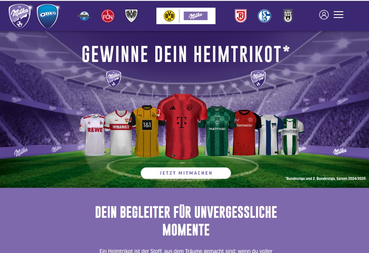 Mondelez - 250x Heimtrikot nach Wahl eines Clubs der 1. Bundesliga oder 2 Bundesliga der Saison 2024/2025 (Produktkauf)