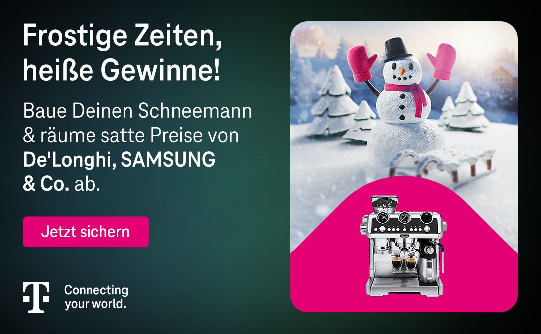 Telekom: De'Longhi Siebträgermaschine, 2 x SAMSUNG 43" Smart TV und weitere Technik-Preise zu gewinnen