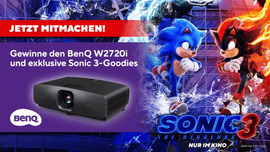 BenQ - 1x BenQ W2720i 4K Heimkino-Projektor5x Scooter10x 2 Kinokarten10x Weihnachtsmütze5x Sonic-Neonlampe