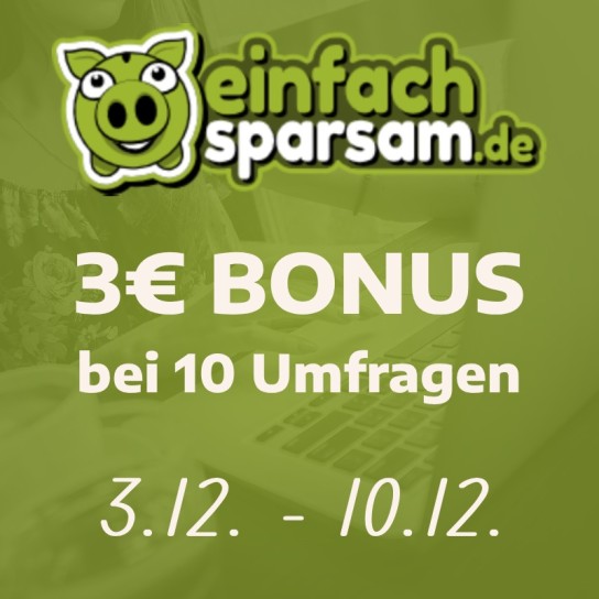 Einfach-Sparsam.de: 3 € Umfragen-Bonus sichern