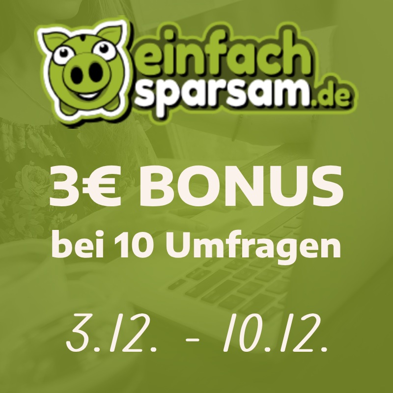 Einfach-Sparsam.de: 3 € Umfragen-Bonus sichern