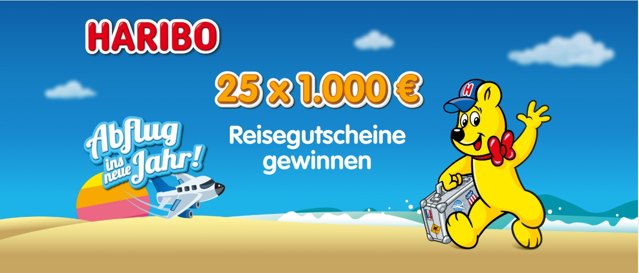 Haribo - 25x 1.000 Euro Reisegutschein gewinnen (Produktkauf)