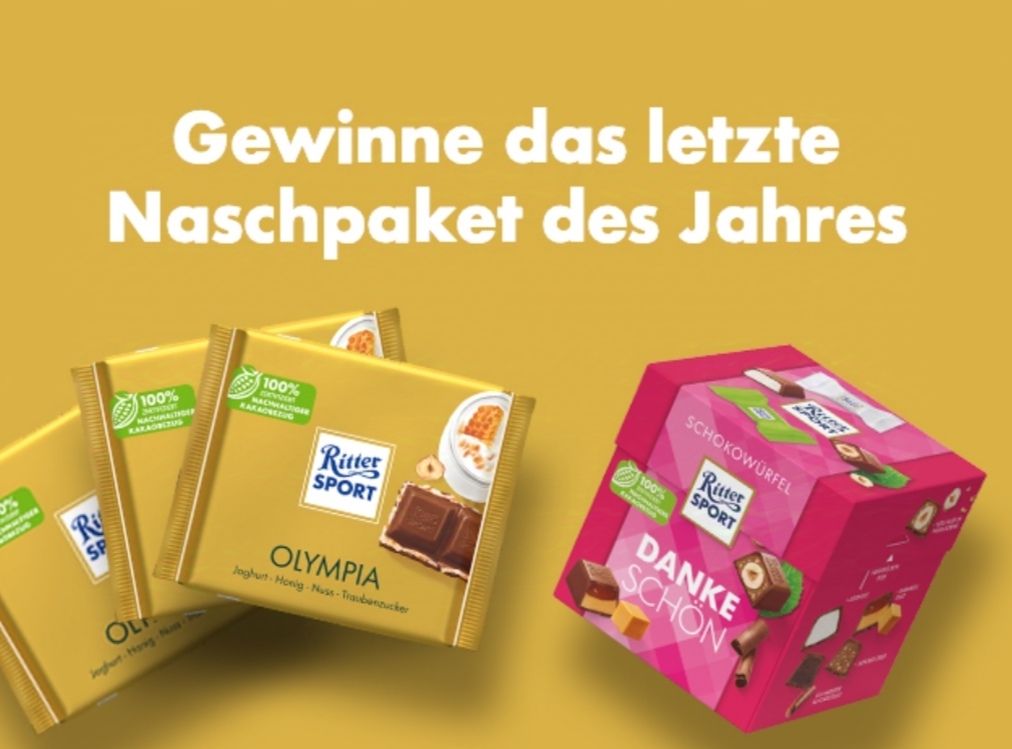 Ritter Sport - 10x1 Gewinnpaket mit jeweils 3 x 100g Olympia und 1 x Schokowürfel