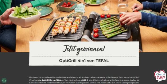 Ich liebe Käse - 4 x Tefal-Opti-4in1 Elektro-Kontaktgrill gewinnen (Wert ca. 430 Euro pro Grill)