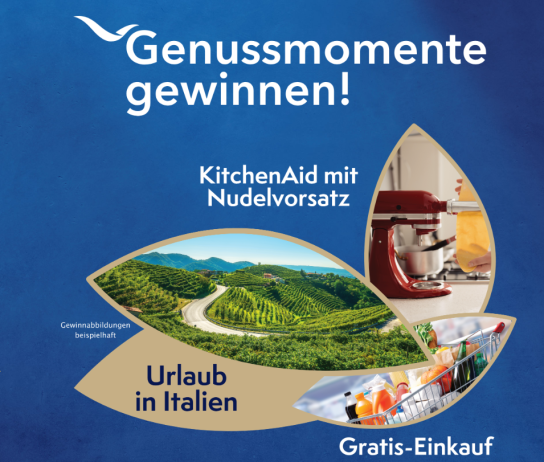 Mövenpick - Italien Reise für 2 Personen, 3 x Kitchen Aid mit Nudelvorsatz und 46 x Rückerstattung des getätigten Einkaufsbetrags (Produktkauf)
