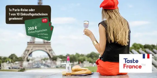 REWE - 1 x 3-tägigen Paris-Trip für 2 Personen im Wert von 3.000 €, 10 x 200 € Einkaufsgutschein von REWE gewinnen