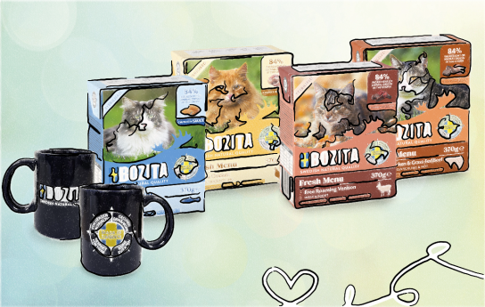 zookauf - 10 x 1 BOZITA Gewinnpaket für Katzen bestehend aus je sechs Bozita Tetra Sterilised-Sorten deiner Wahl plus einer Kaffeetasse