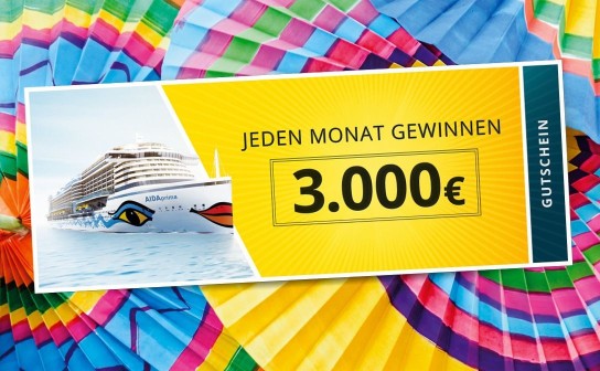 AIDA: Gewinne im September einen Reisegutschein im Wert von 3.000 €