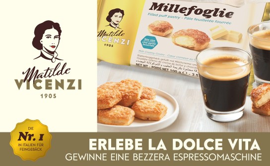 Matilde Vicenzi: eine Bezzera Espresso Siebträgermaschine, wöchentlich Teller-Set von Bitossi und täglich ein Produktpaket zu gewinnen