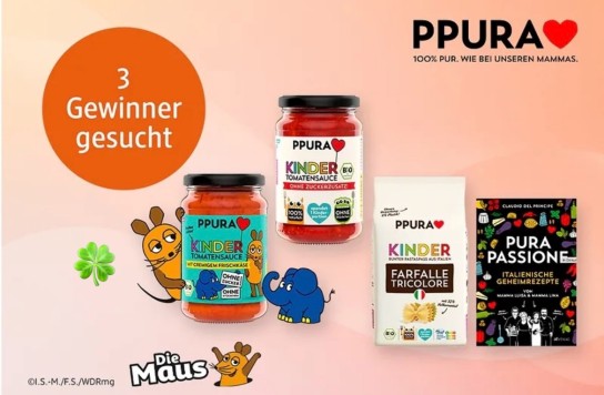 dm-drogerie markt - 1. und 2. Preis jeweils: ein Kochbuch „Pura Passione“ plus Produktpaket mit 24-mal BIO KINDER Farfalle, 12-mal BIO KINDER Tomatensauce, 12-mal BIO KINDER Tomatensauce mit Frischkäse