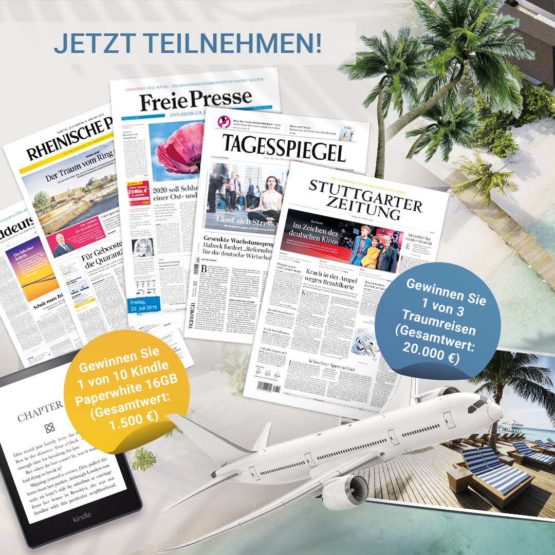 Tageszeitung24: 1 von 3 Malediven-Urlauben oder 1 von 10 Kindle E-Readern gewinnen