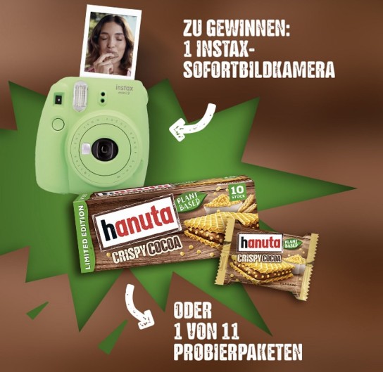 Ferrero - 1x INSTAX Sofortbildkamera11x Probierpakete von „hanuta Crispy Cocoa“