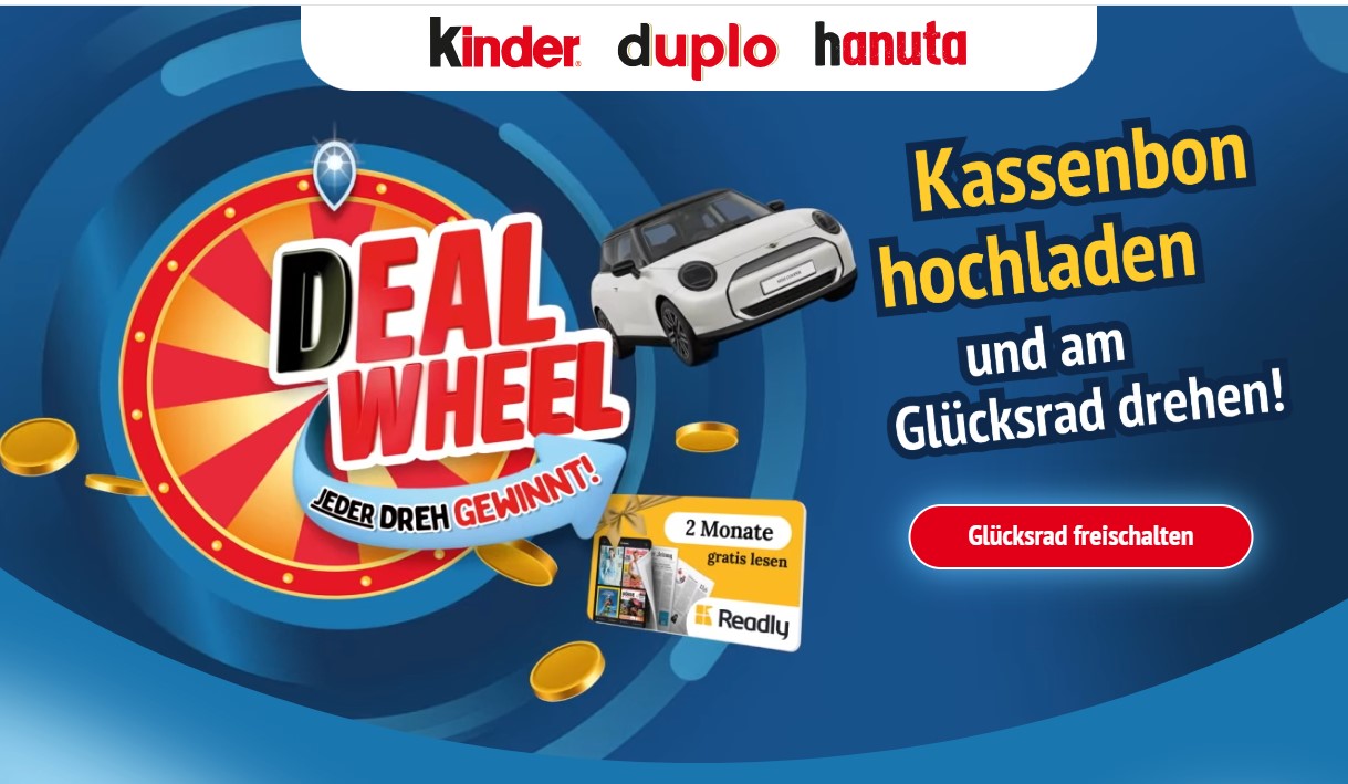 Ferrero - 1x Mini Cooper E, Samsung Galaxy Wacht 6, LG Fernseher, Kopfhörer Sony (Produktkauf)