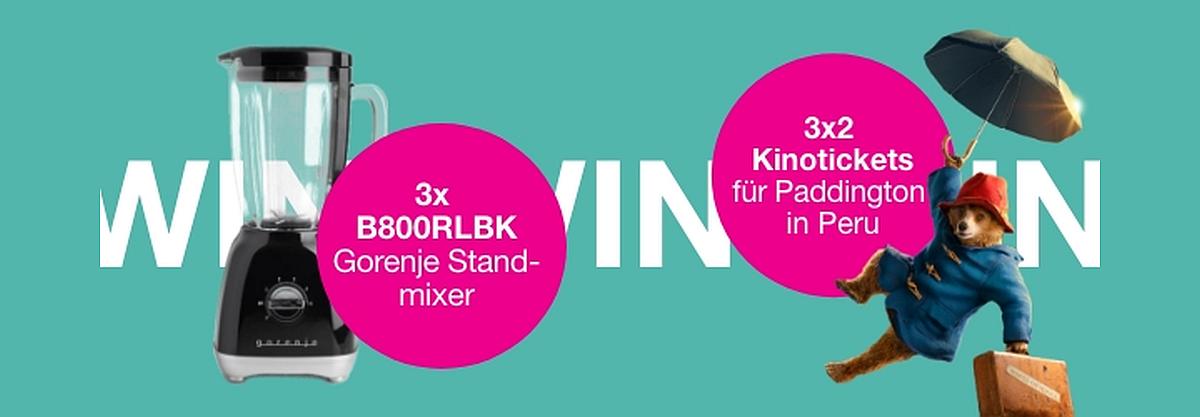 Gorenje - 3x einen Gorenje Standmixer und 3x2 Kinotickets für Paddington in Peru