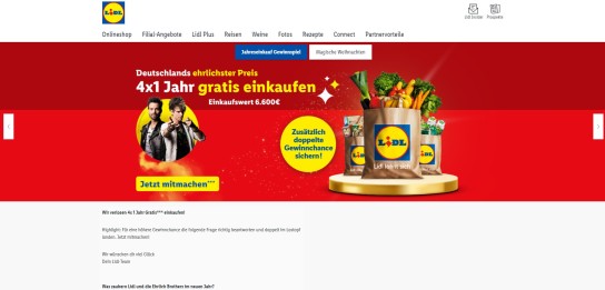 Lidl: 4 x 1 Jahr Gratis-Einkauf zu gewinnen