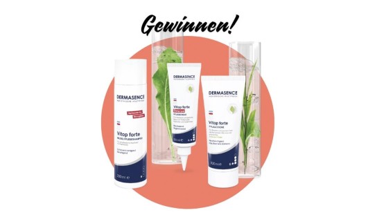 Minerva   VISION - 1x DERMASENCE-Set aus der Vitop forte-Serie. Das Set besteht aus:  Vitop forte Mildes Pflegeshampoo, Vitop forte Rescue Pflegecreme,  Vitop forte Pflegecreme