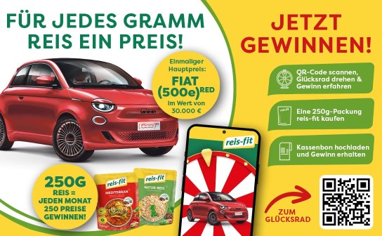 reis-fit: ein Fiat (500e) RED und monatlich 250 Preise zu gewinnen