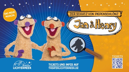 Stadtmagazin MORITZ - 4 Karten als 1 Familienticket  für die Bühnenshow von “ Jan und Henry - Der Schatz von Piepenschlönz “ am  23.03.25  in Esslingen ( Neckar Forum )