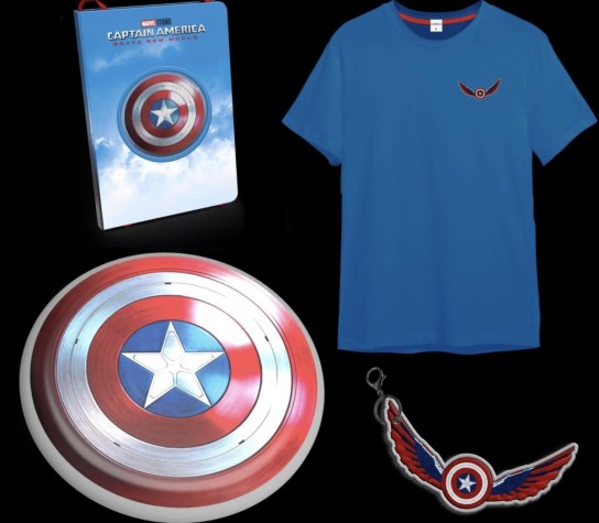 Beyond Pixels - zum Film Captain America: Brave New World: 2 x T-Shirt,2x Frisbee, 2x Keychain, 2x Notizbuch