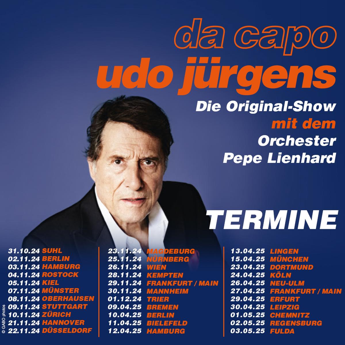 GEWINNSPIEL: 2 x 2 Tickets für „DA CAPO UDO JÜRGENS – Die Original-Show mit dem Orchester Pepe Lienhard“