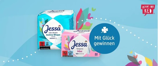 dm drogerie - eines von 100 Jessa-Produktpaketen und den Zugang zur Ready for Red Lernplattform für Jugendliche