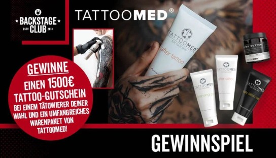 EMP - Zu gewinnen ist ein 1500 € Tattoo-Gutschein bei deinem Lieblings-Tätowierer sowie ein Warenpaket von TattooMed.