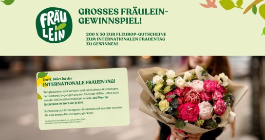 Fräulein - 200 x 30 EUR Fleurop-Gutscheine zum Internationalen Frauentag