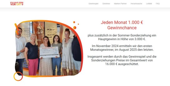 Ich kauf gern vor Ort - Jeden Monat 1.000 Euro plus zusätzlich in der Sommersonderziehung ein Hauptgewinn in Höhe von 3.000 Euro