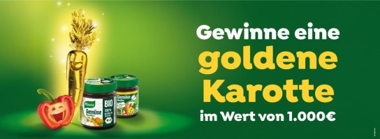 Knorr - eine von 10 goldenen Karotten und insgesamt 1.100 Karottenplüschtiere