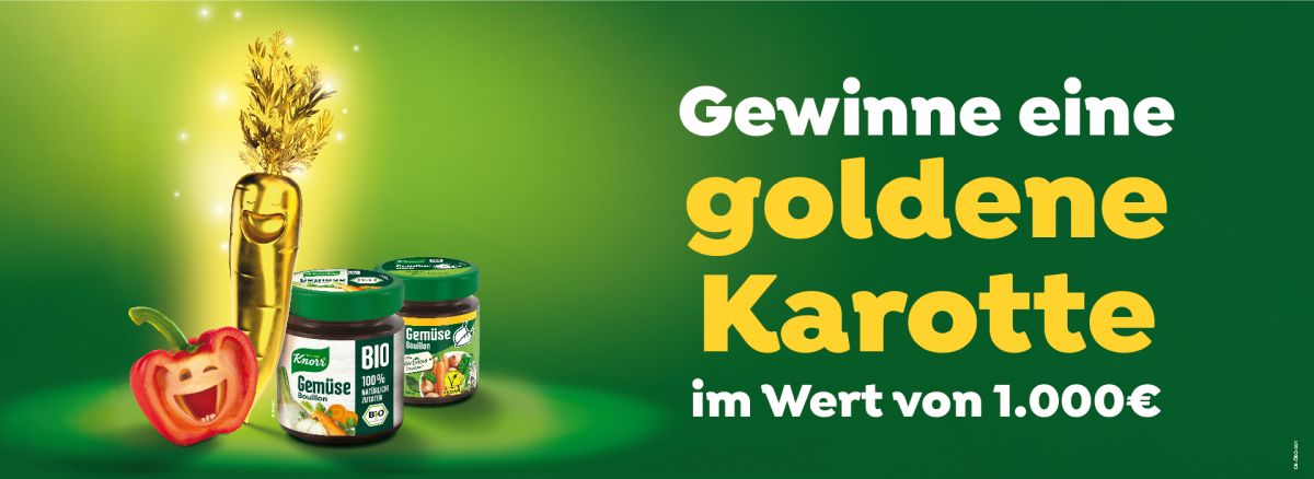 Gewinnspiel:  goldene Karotte aus 750er Gold oder 1.000 € bar + Plüschtiere