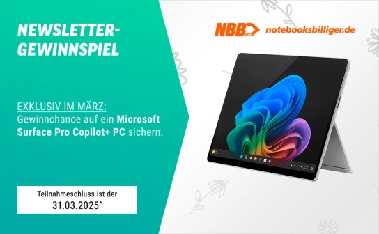 notebooksbilliger.de: ein Microsoft Surface Pro Copilot+ PC und 10x 50€ Gutscheine zu gewinnen