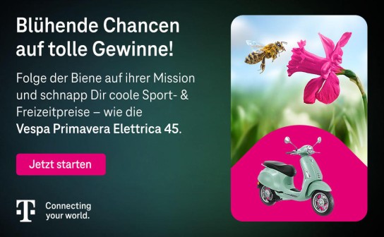 Telekom: eine Vespa Primavera Elettrica, Segway E-Scooter und vieles mehr zu gewinnen