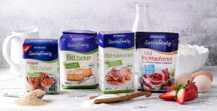 Sweet Family - 10 Zucker-Sets, bestehend aus jeweils zwei Packungen der beliebten SweetFamily Backklassiker: Brauner Bio-Zucker, Bio-Puderzucker, Bio-Zucker und Fruchtaufstrich.