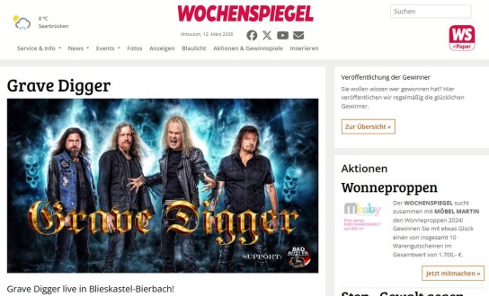 Wochenspiegel - 5 x 2 Tickets für die Metal-Band „Grave Digger