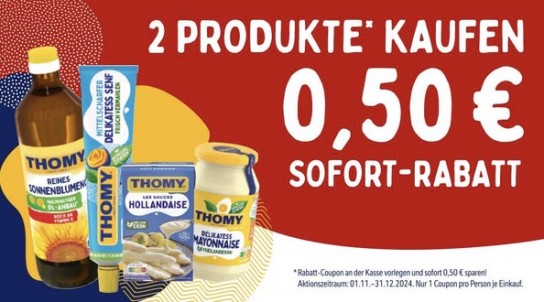 Thomy mit 0,50 € Sofortrabatt