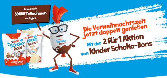 kinder Schoko-Bons 2 für 1 Aktion