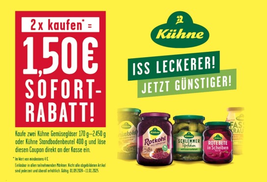 Kühne Gemüseglaser mit 1,50 € Sofortrabatt