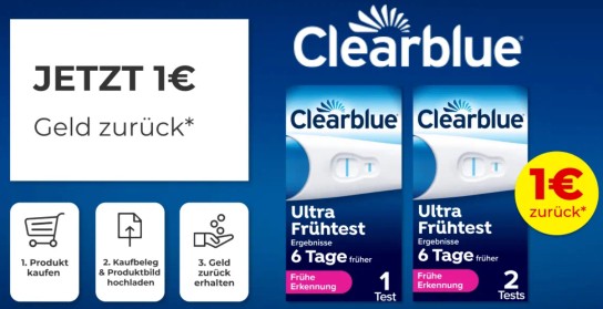 Clearblue Schwangerschaftstest Ultra Frühtest mit 1,00 € Cashback