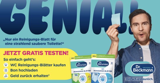 Dr. Beckmann WC Reinigungs-Blätter gratis testen