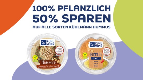 Kühlmann Hummus Sortiment mit 50 % Cashback