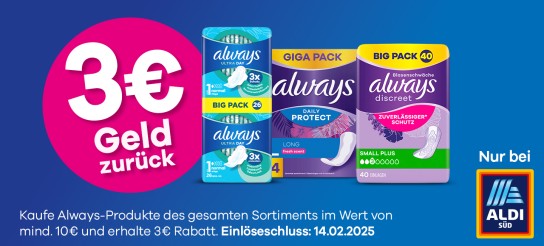 Always mit 3 € Cashback