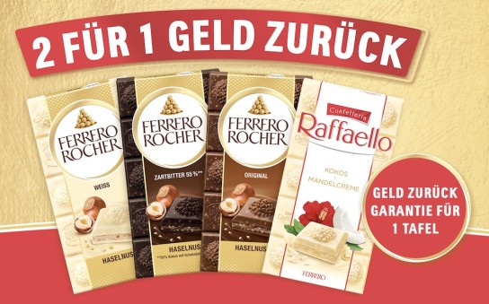 Ferrero Pralinen Tafeln 2 für 1 Aktion