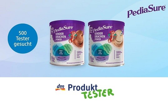 dm Drogerie: PediaSure Kinder Drachen Power Schoko und Vanille - 500 Produkttester gesucht