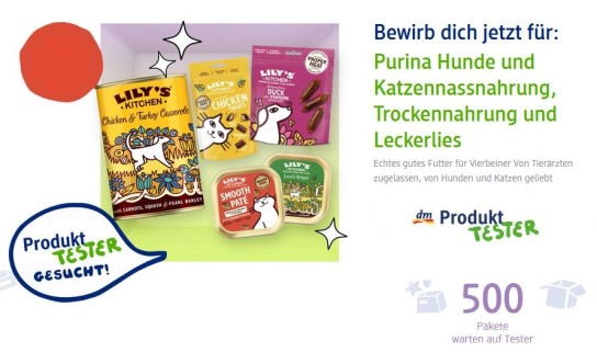 dm Drogerie: Hunde und Katzennassnahrung, Trockennahrung und Leckerlies - 500 Produkttester gesucht